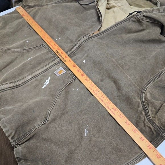 Carhartt Jacket Mens 3XL Green Canvas Quilted Workwear Distressed Vintage JQ142 - Picture 12 of 15
